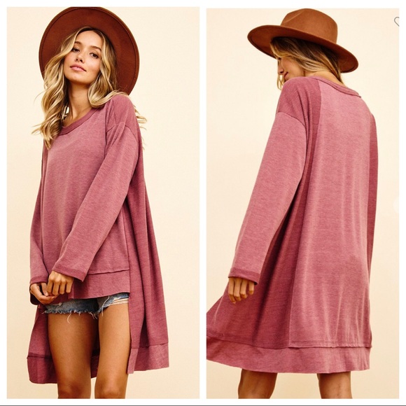 Stylish Raw Edging Detail High Low Top - Picture 5 of 7